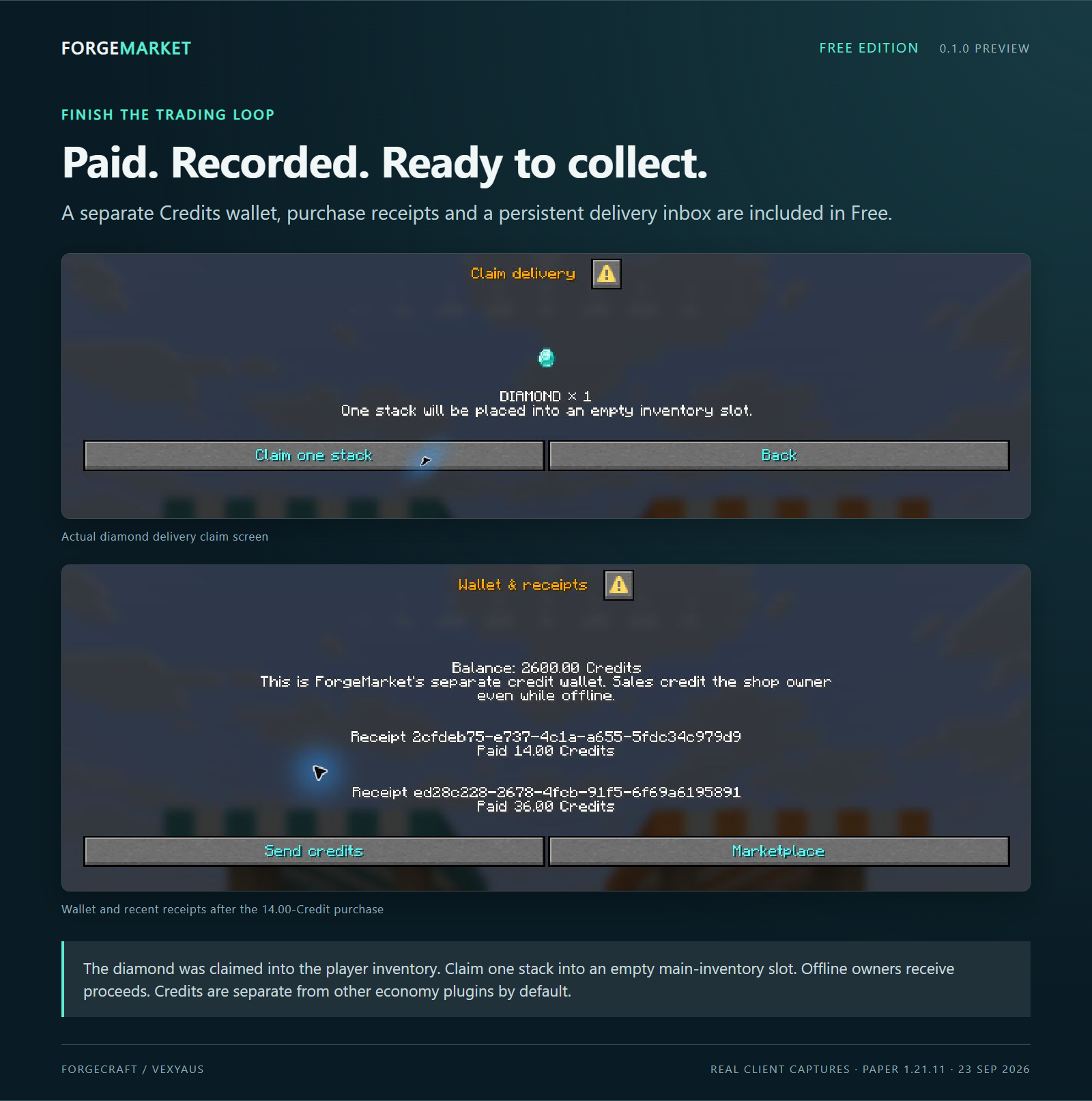 free edition: wallet and delivery